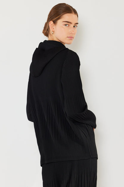 Marina West Pleated Unisex Plissé Jacket with 2-Way Zipper (J05HD) - Black