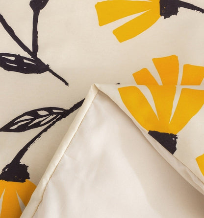 DaDa Bedding Yellow Fleur Floral Duvet Cover Set