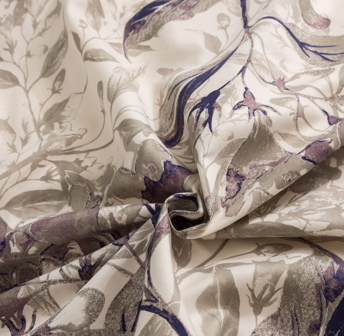 Tache Microfiber Abstract Wispy Leaf Taupe Grey Duvet Cover (JHW-843)