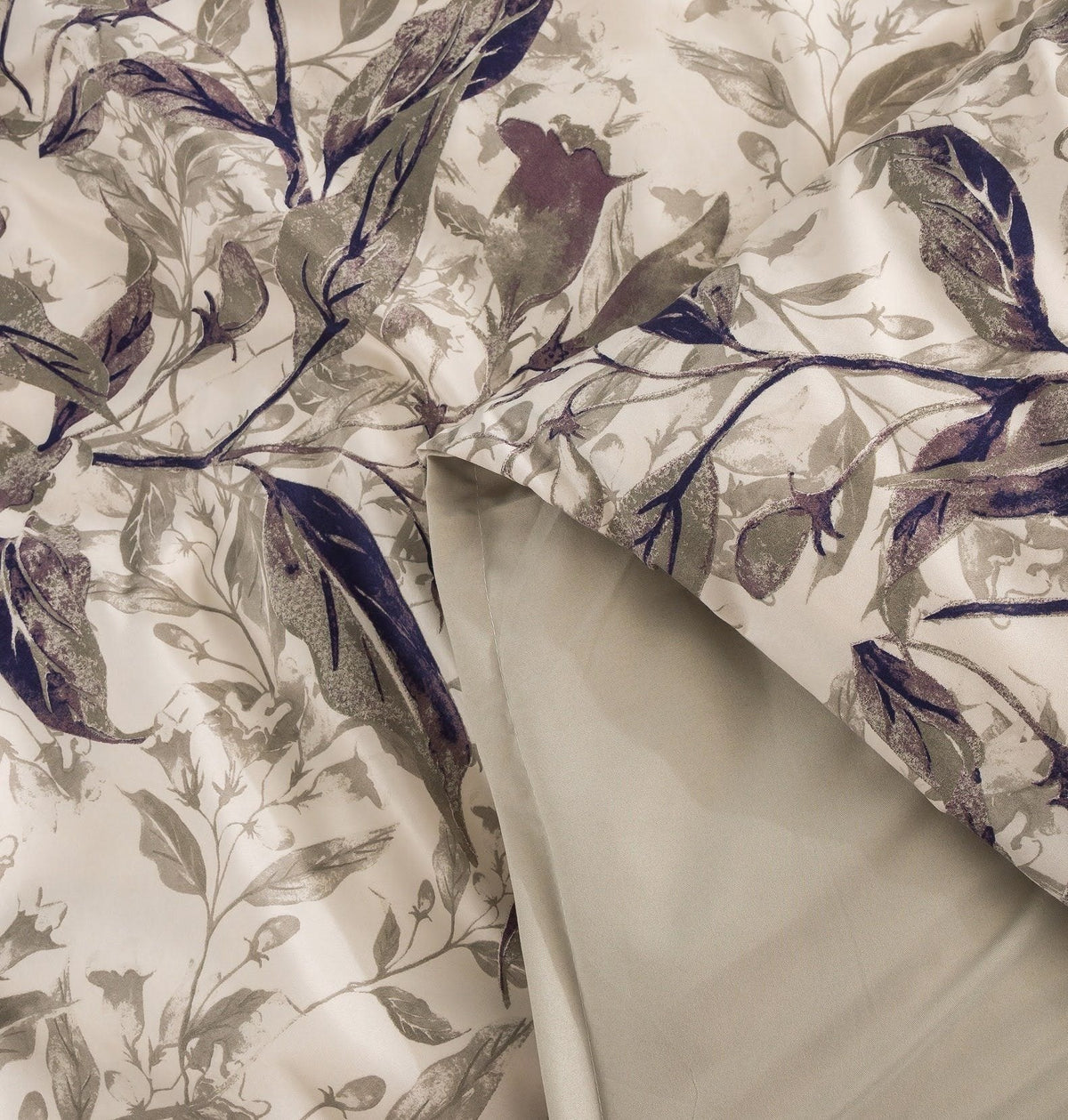 Tache Microfiber Abstract Wispy Leaf Taupe Grey Duvet Cover (JHW-843)