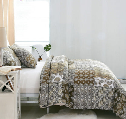DaDalogy Paisley Dreams Floral Bed in a Bag Set - Olive Brown