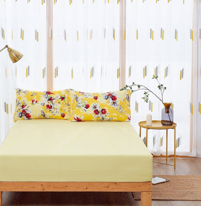 DaDa Bedding Sunshine Yellow Hummingbird Floral Bed in a Bag Set