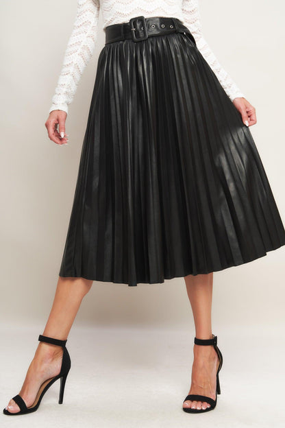 You Fill My Life With Leather Midi Skirt