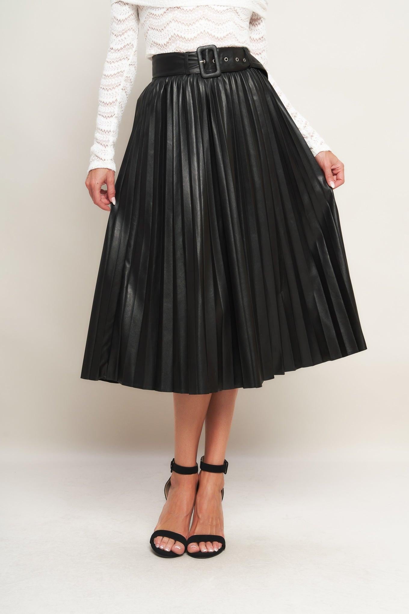You Fill My Life With Leather Midi Skirt