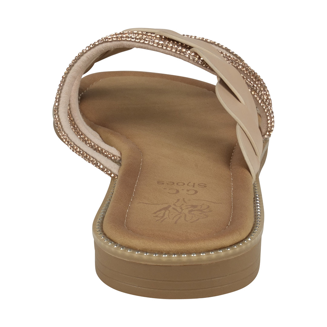 Jolie Nude Strappy Embellished Flat Sandals