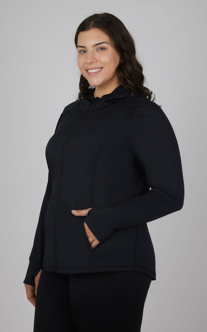 Plus Slim Fitted Full Zip Hooded Jacket