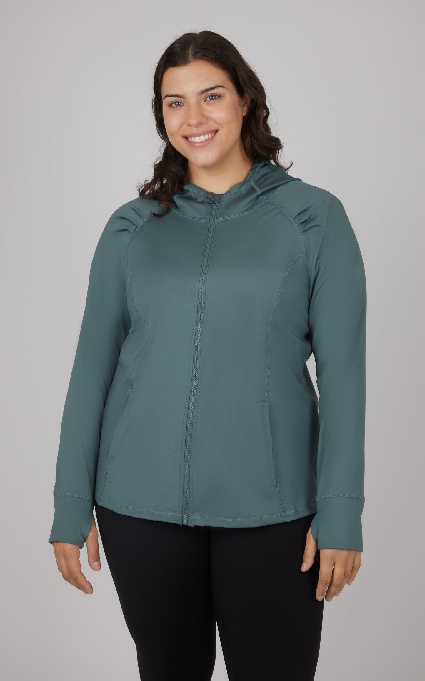 Plus Slim Fitted Full Zip Hooded Jacket