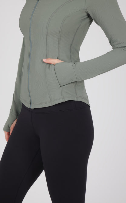 Interlink Ribbed Princess Seam Performance Jacket - Our Earthy Story