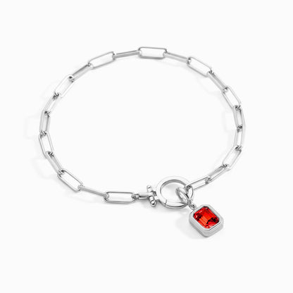 Mint & Lily Baguette Birthstone Charm on Mint Paperclip Bracelet