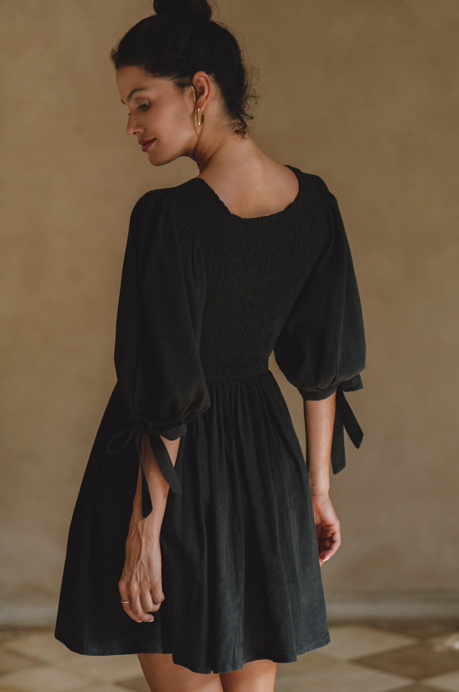 Bali ELF Women's Jolie Puff Sleeve Linen Mini Dress Sapphire / 3XL Bali ELF Women's Jolie Puff Sleeve Linen Mini Dress Sapphire / 3XL