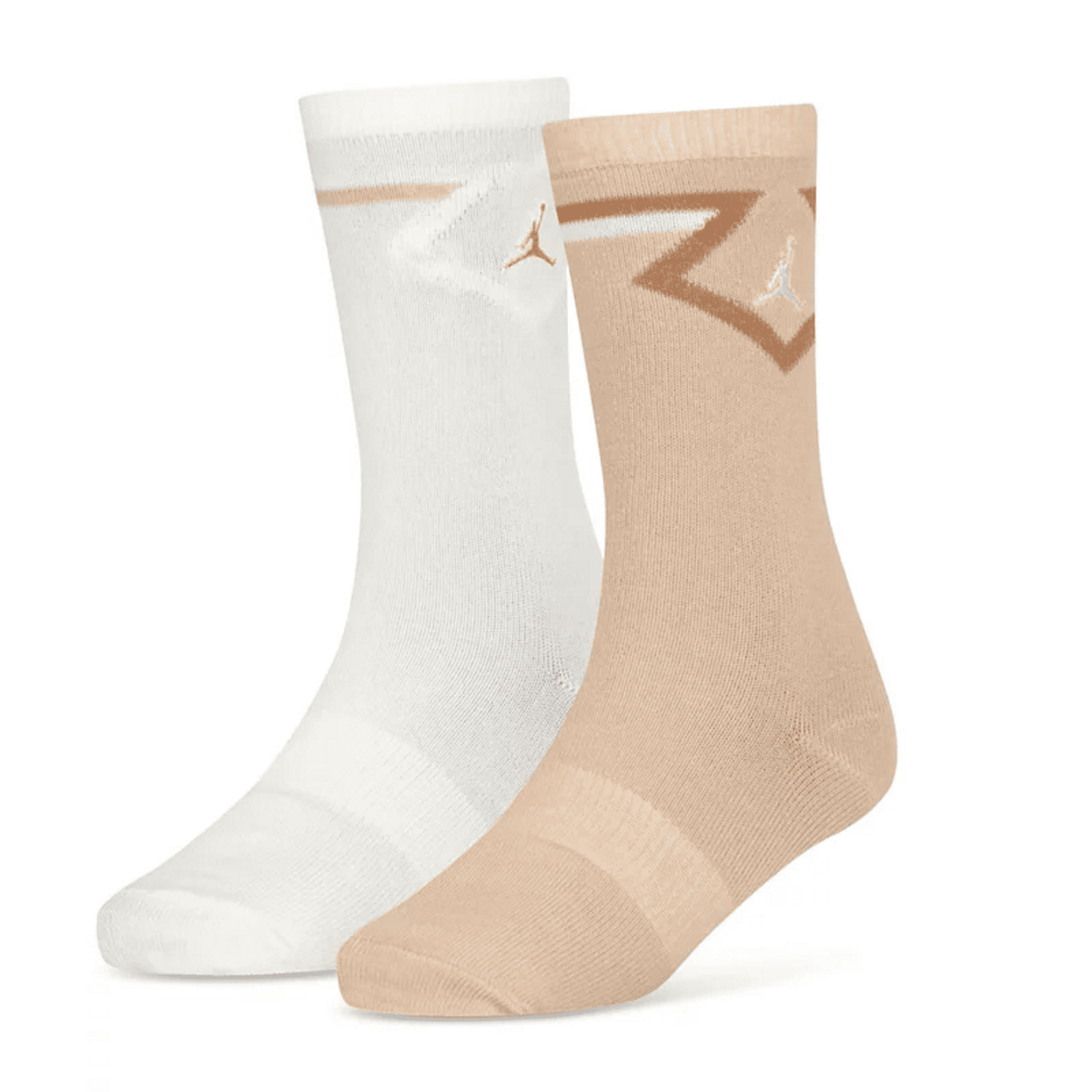 Air Jordan Youth Diamond Logo High Crew Socks 2 Pack Coconut Milk