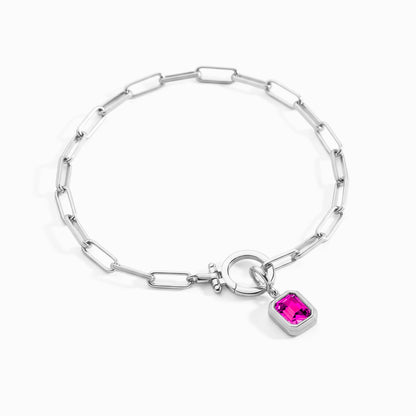 Mint & Lily Baguette Birthstone Charm on Mint Paperclip Bracelet