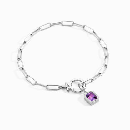 Mint & Lily Baguette Birthstone Charm on Mint Paperclip Bracelet