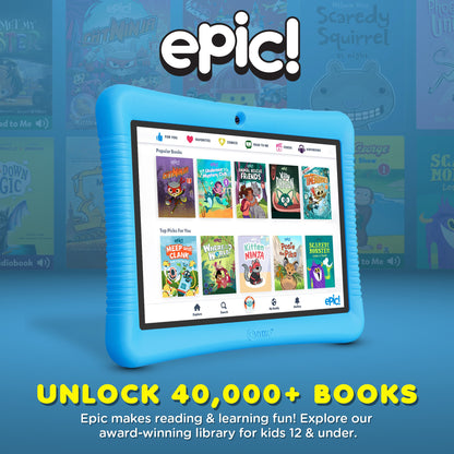 Contixo K102 10" Kids Tablet, Featuring Epic & Lingo Kids, 15 Educational Apps