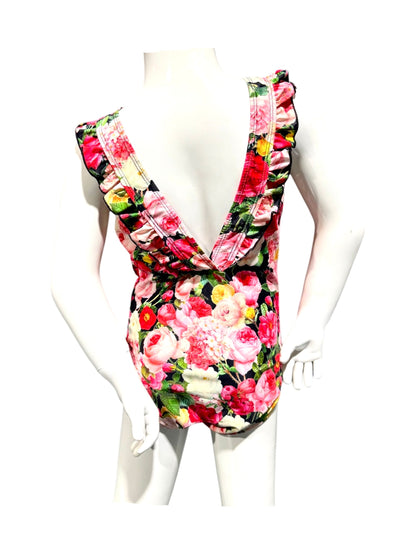 Marina West K4708 Kids One-Piece Swimsuit (Flower Bouquet Black)