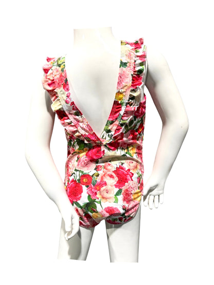 Marina West K4708 Kids One-Piece Swimsuit (Flower Bouquet White)