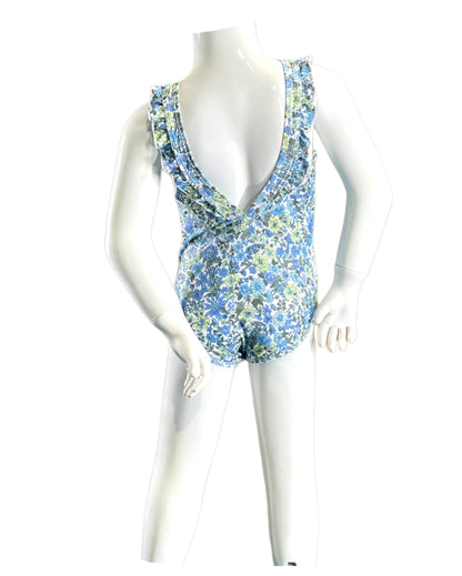 Marina West K4708 One Piece Swimsuit (Small Flowers Blue)