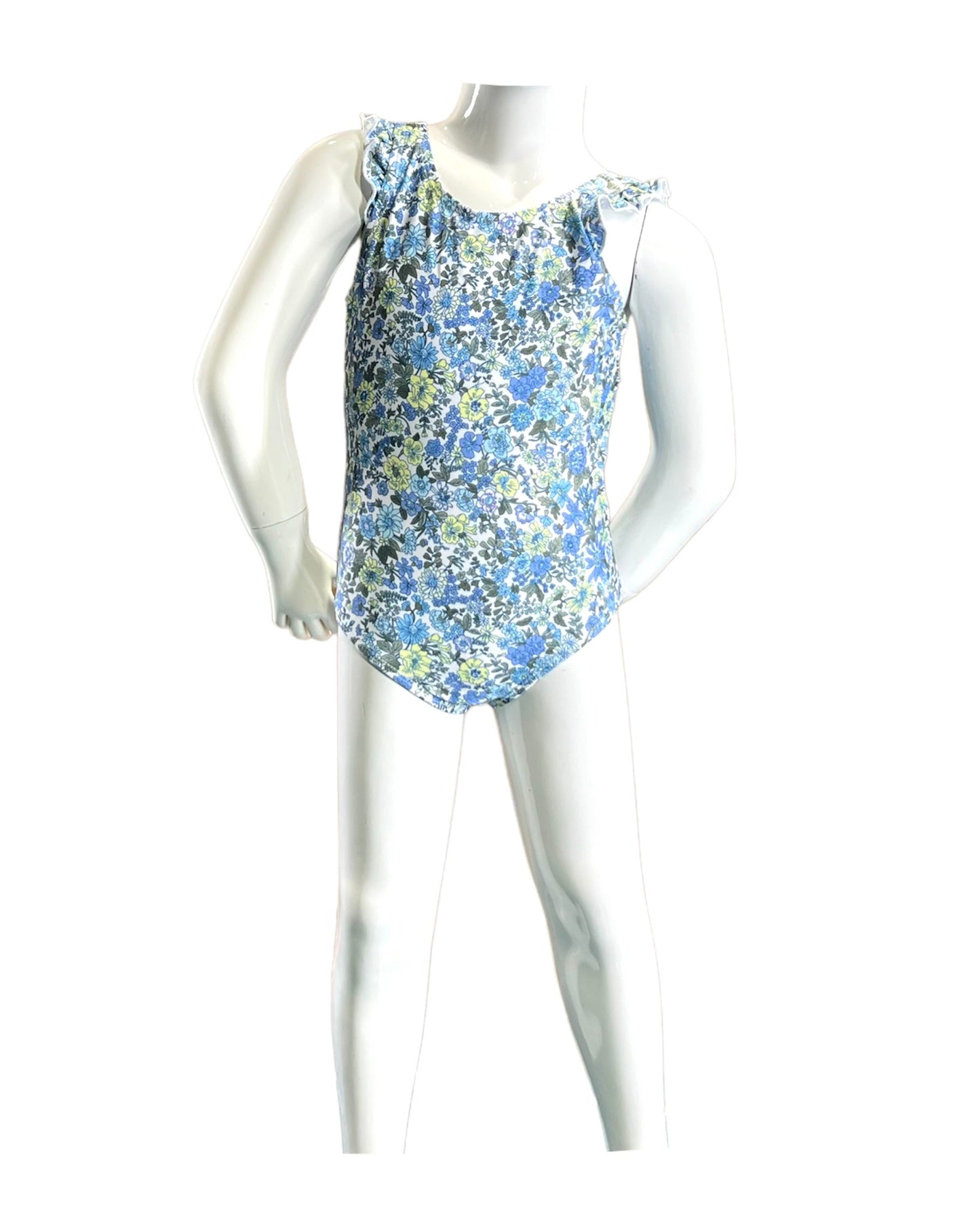 Marina West Puff Sleeve One Piece Swimsuit (F1816) - Small Flower Blue