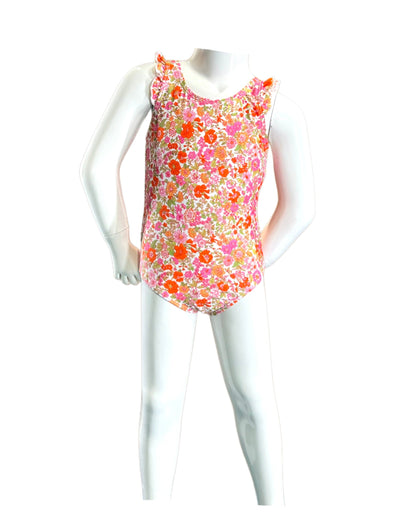 Marina West Puff Sleeve One Piece Swimsuit (F1816) - Small Flower Pink