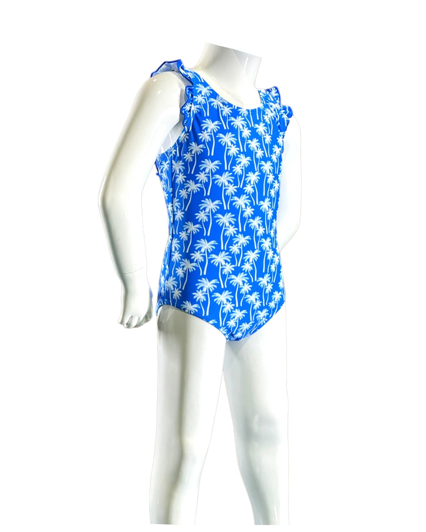 Marina West K4708 One Piece Swimsuit (White Palm on Blue)
