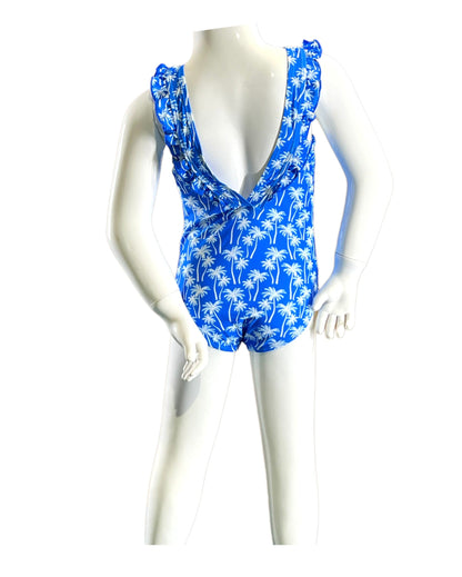 Marina West K4708 One Piece Swimsuit (White Palm on Blue)