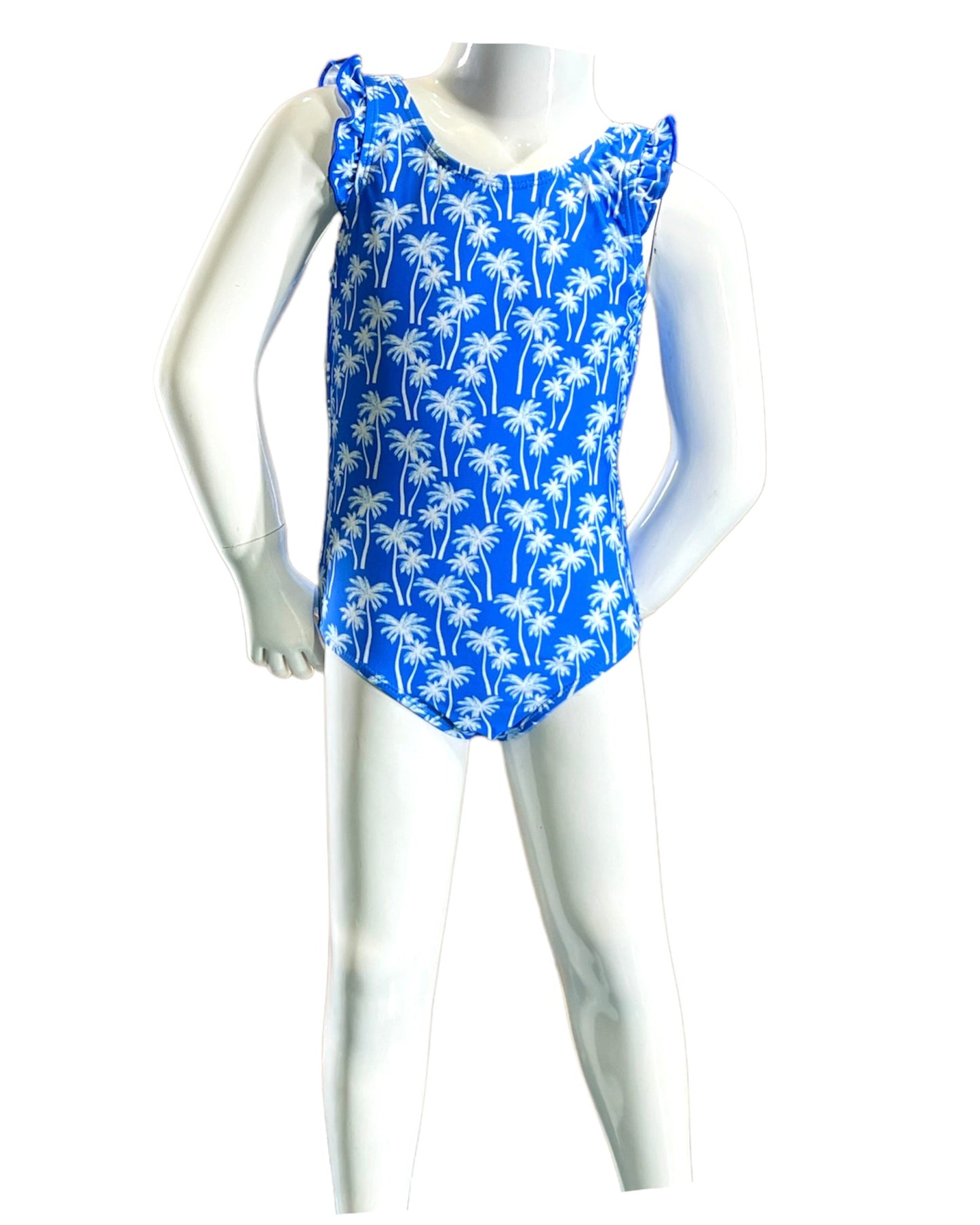 Marina West Tie Back One Piece Swimsuit (F1701) - White Plams on Blue