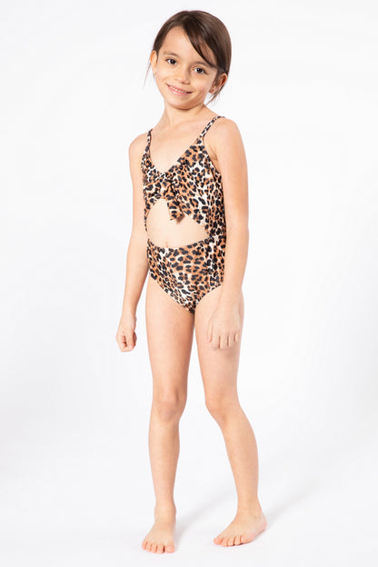 Marina West Lace-Up Front One Piece Swimsuit (F1808) - Cheetah
