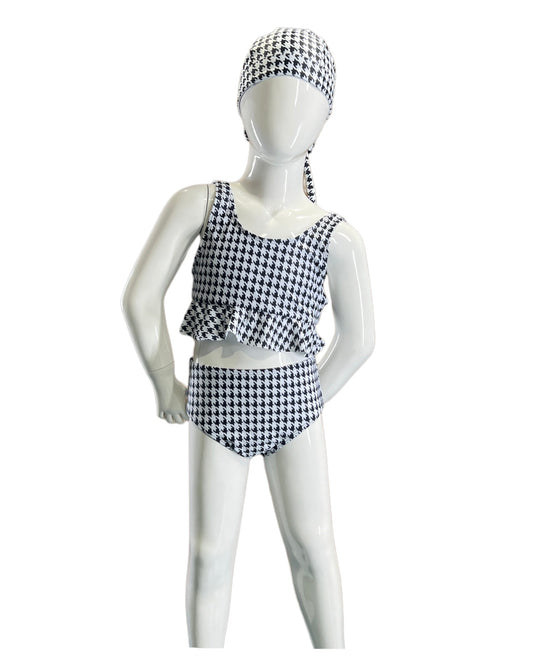 Marina West K4717 Kids Tankini Swimsuit Set (HoundsTooth)
