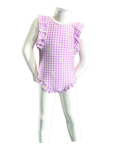 Marina West Underwired Bikini Top with 2-Way String Set (B2202) - Gingham Daisy Berry