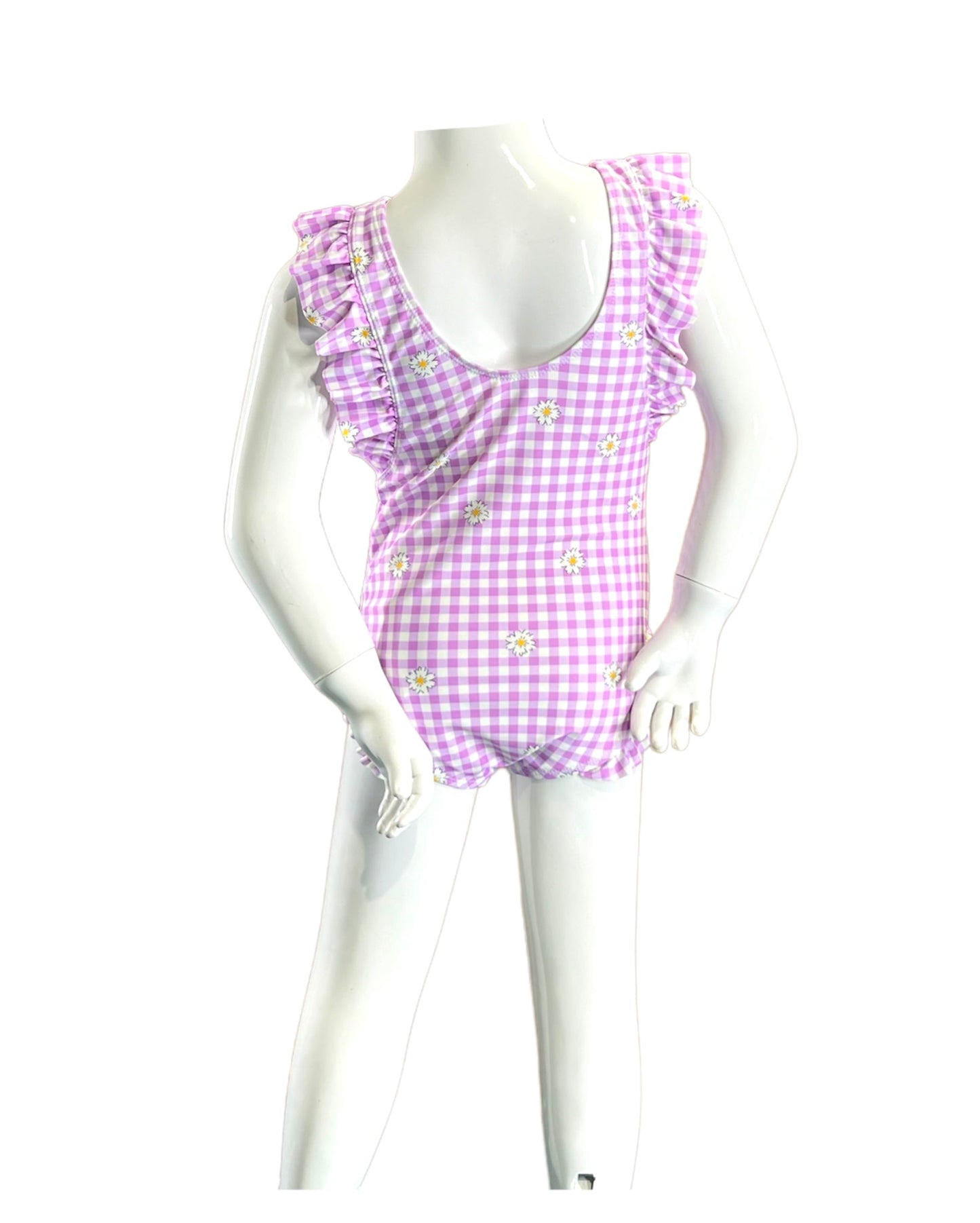 Marina West K4721 One Piece Swimsuit (Gingham Daisy Berry)