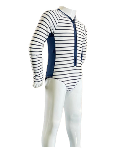 Marina West K4804 Rash Guard One Piece Swimsuit (Stripe Navy)