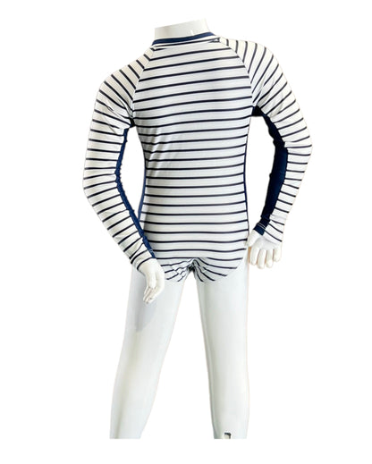Marina West K4804 Rash Guard One Piece Swimsuit (Stripe Navy)