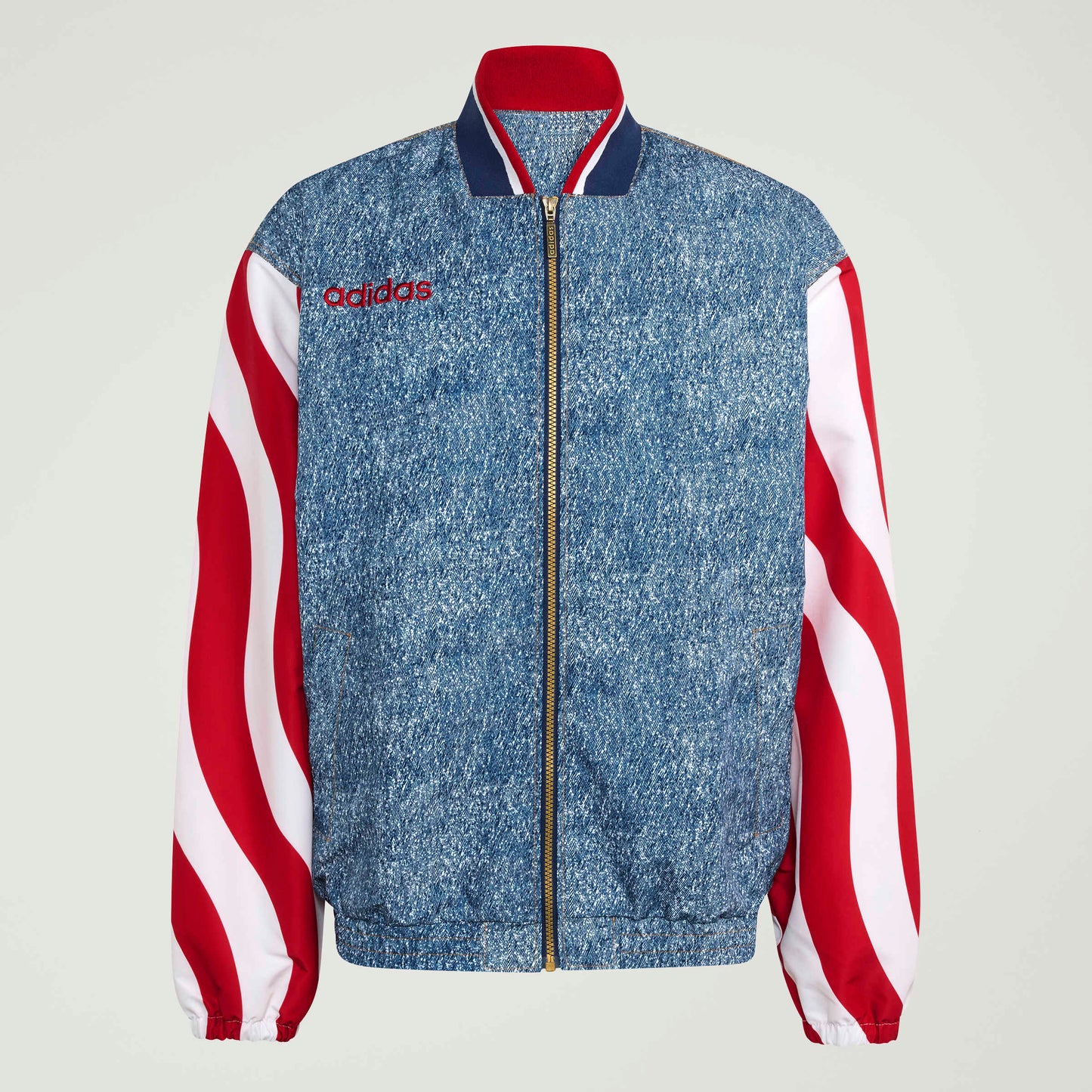 adidas Mens Denim Graphic Track Jacket - Blue