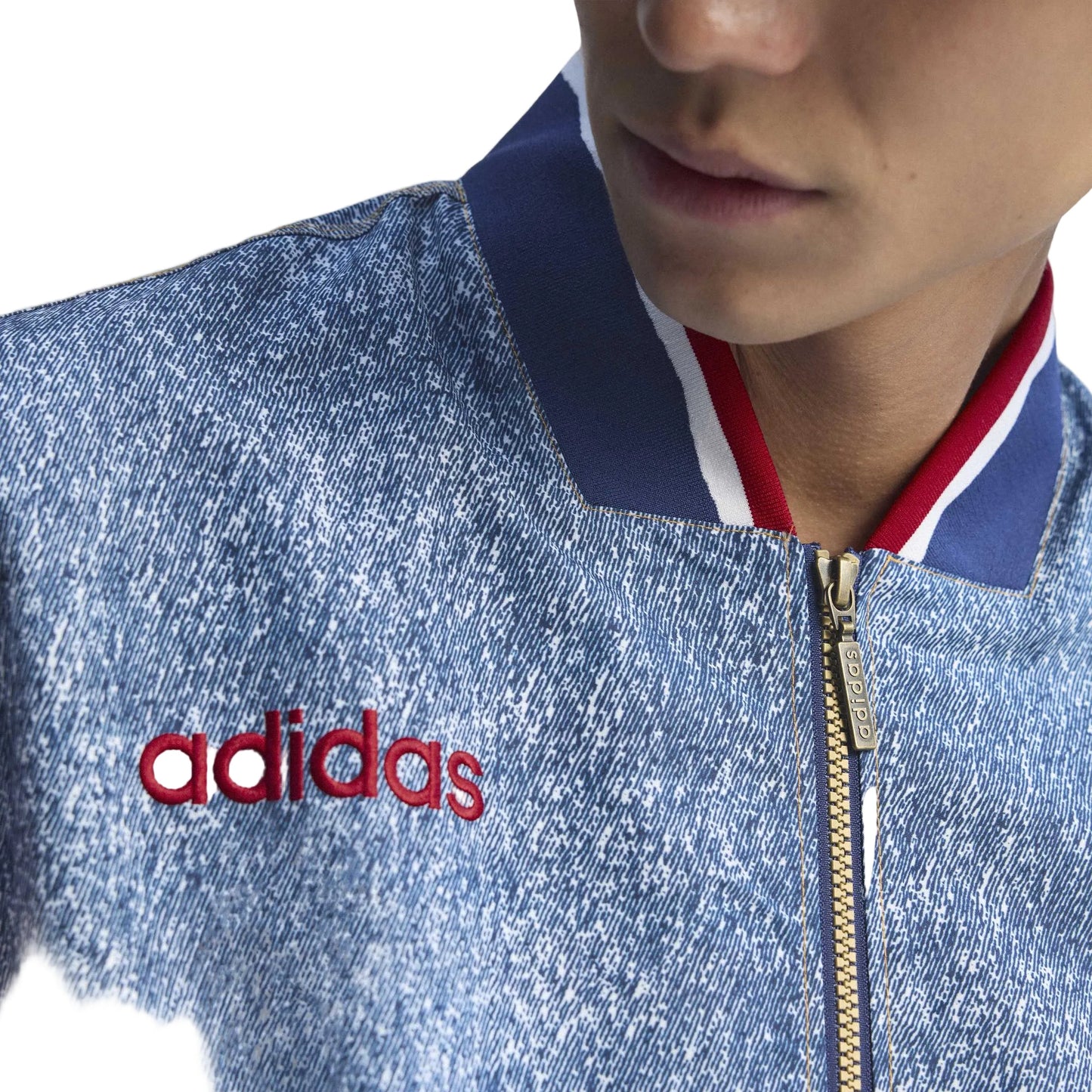 adidas Mens Denim Graphic Track Jacket - Blue