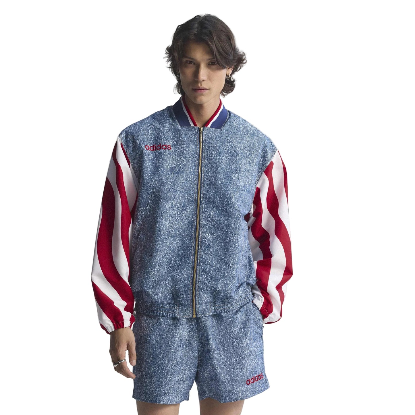 adidas Mens Denim Graphic Track Jacket - Blue