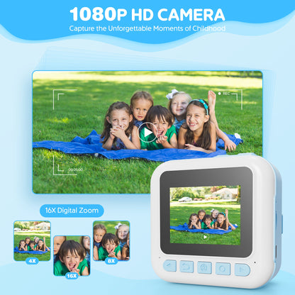 Contixo KC4  Kids Instant Print Camera, HD 1080P Digital Camera With 3 Rolls of Paper & 32G Card, 16X Zoom, Games & MP3, Ages 3-12