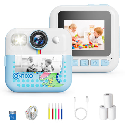 Contixo KC4  Kids Instant Print Camera, HD 1080P Digital Camera With 3 Rolls of Paper & 32G Card, 16X Zoom, Games & MP3, Ages 3-12