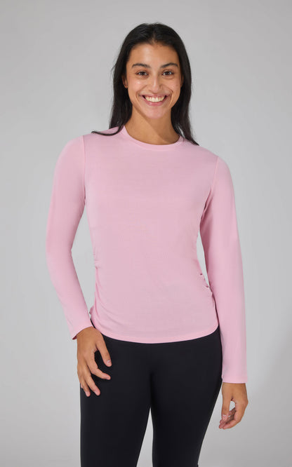 2 PK Side Ruched Long Sleeve Top
