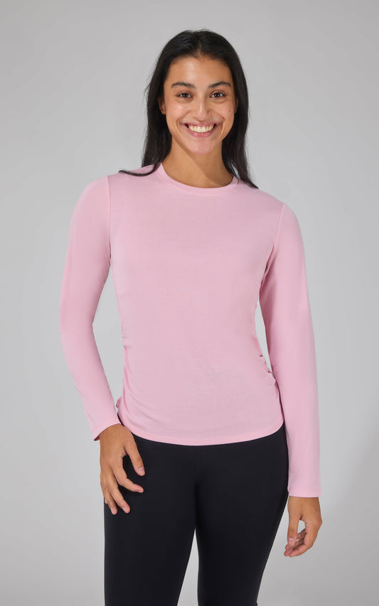 2 PK Side Ruched Long Sleeve Top