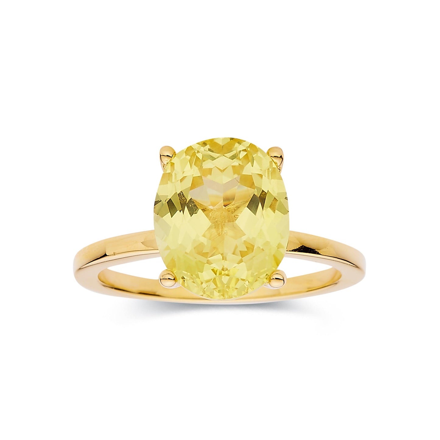 4.00 Ct Oval Yellow Sapphire Prong 18k Yellow Gold Over Silver Solitaire Ring
