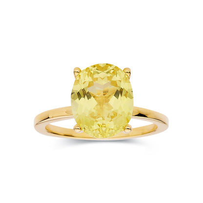 4.00 Ct Oval Yellow Sapphire Prong 18k Yellow Gold Over Silver Solitaire Ring
