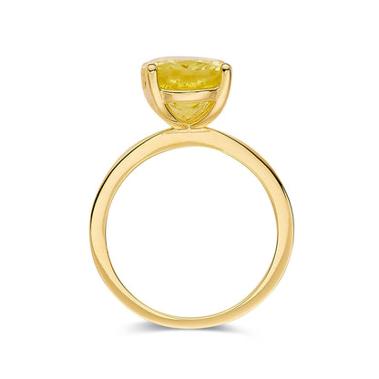 4.00 Ct Oval Yellow Sapphire Prong 18k Yellow Gold Over Silver Solitaire Ring