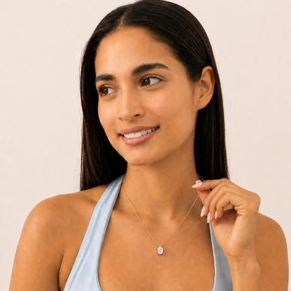 1.0 Ct Oval Lab Grown Diamond (F/VS) Prong 14K Yellow Gold Split Bale Solitaire Pendant Necklace