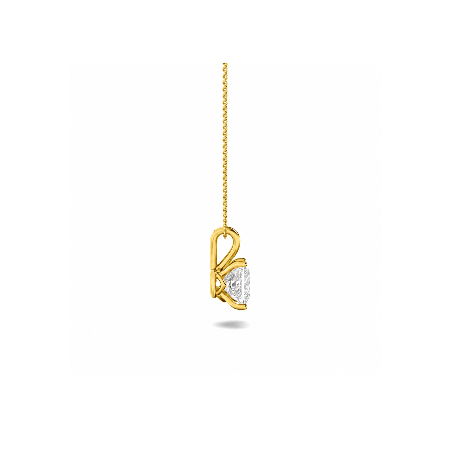 Princess (F/VS) Lab Grown Diamond Prong 14K Yellow Gold Split Bale Solitaire Pendant Necklace