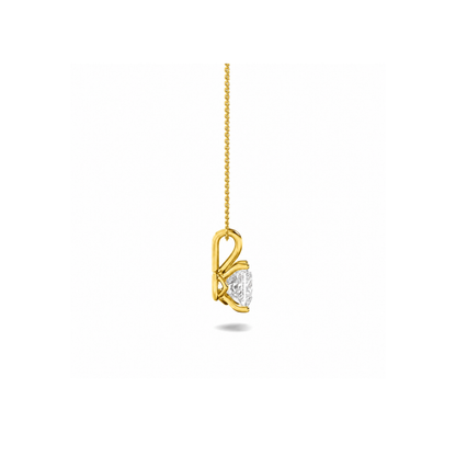 Princess (F/VS) Lab Grown Diamond Prong 14K Yellow Gold Split Bale Solitaire Pendant Necklace