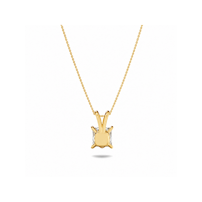 Princess (F/VS) Lab Grown Diamond Prong 14K Yellow Gold Split Bale Solitaire Pendant Necklace