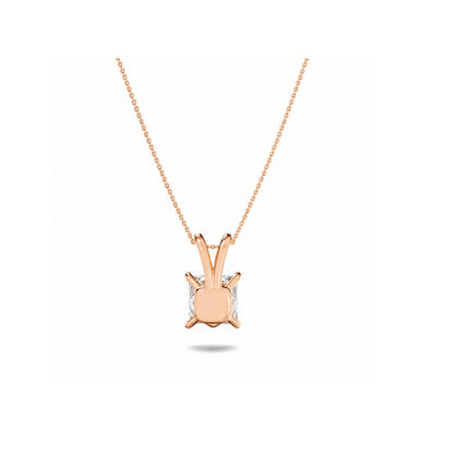 1 Ct Princess (F/VS) Lab Grown Diamond Prong 14K Rose Gold Split Bale Solitaire Pendant Necklace