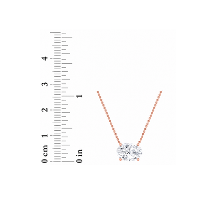 1.0 Ct Oval (F/VS) Lab Grown Diamond Prong 14K Rose Gold East West Solitaire Pendant Necklace