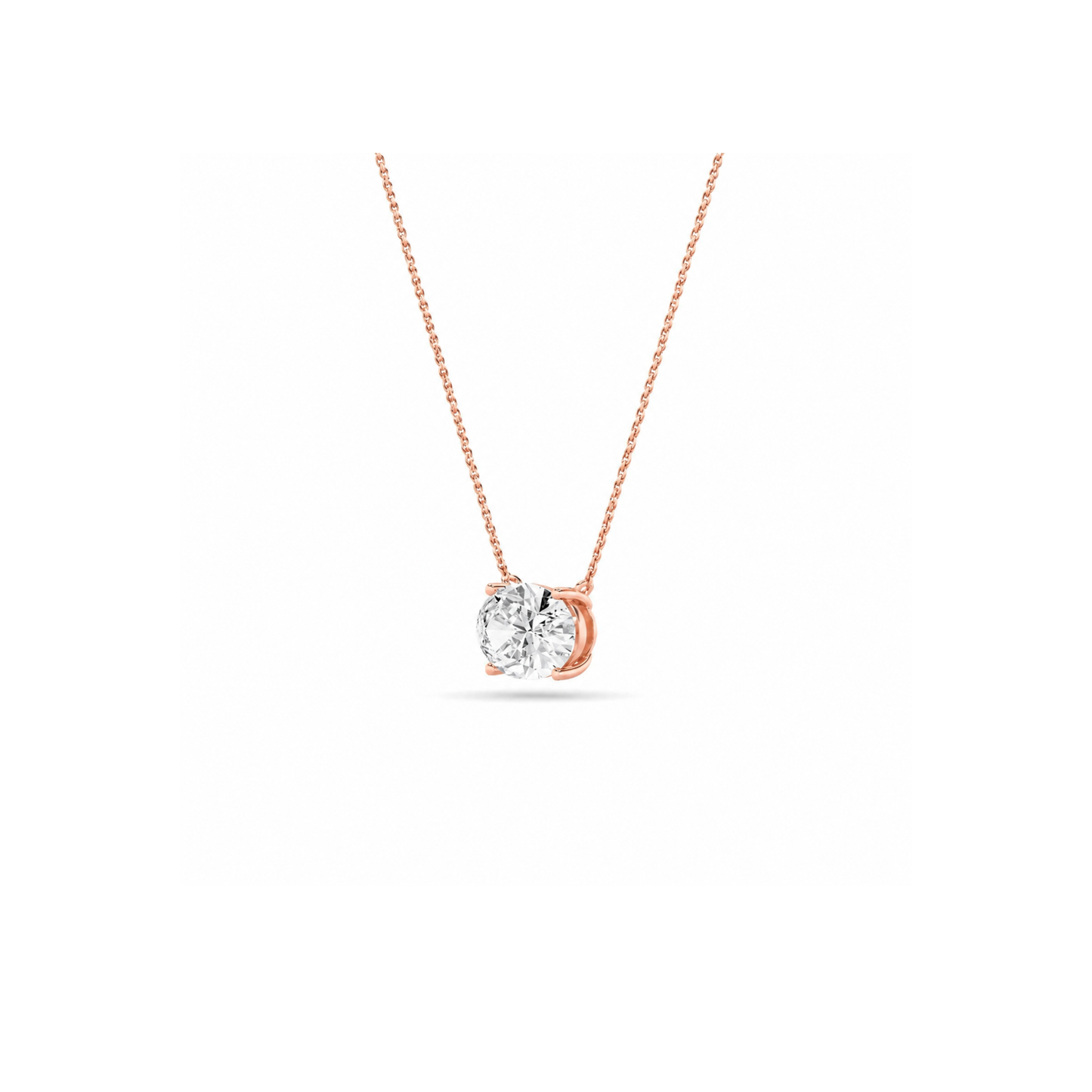 1.0 Ct Oval (F/VS) Lab Grown Diamond Prong 14K Rose Gold East West Solitaire Pendant Necklace