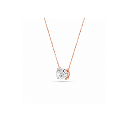 1.0 Ct Oval (F/VS) Lab Grown Diamond Prong 14K Rose Gold East West Solitaire Pendant Necklace